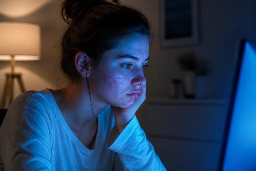 découvrez si l'exposition à la lumière bleue des écrans est un mythe ou un véritable facteur d'imperfections cutanées et comment protéger votre peau au quotidien.