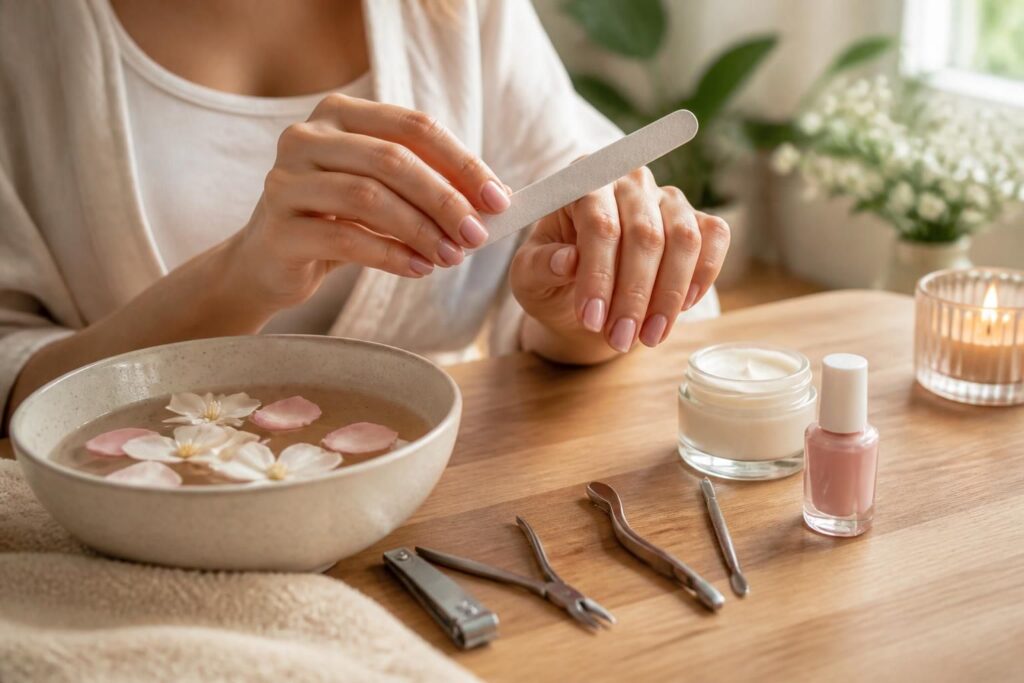 apprenez à réaliser une manucure maison parfaite pour des ongles soignés et élégants sans avoir à vous rendre en institut. astuces et conseils faciles à suivre.