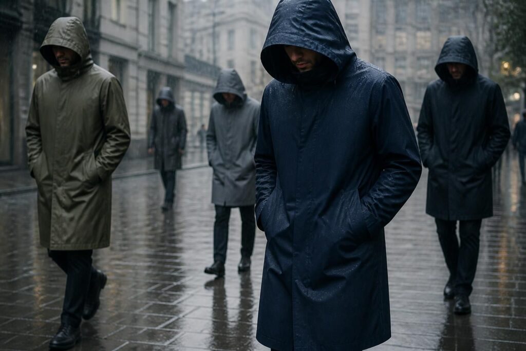 découvrez notre collection d'imperméables homme, alliant modèles longs et capuches pratiques pour vous protéger efficacement de la pluie avec style et confort.