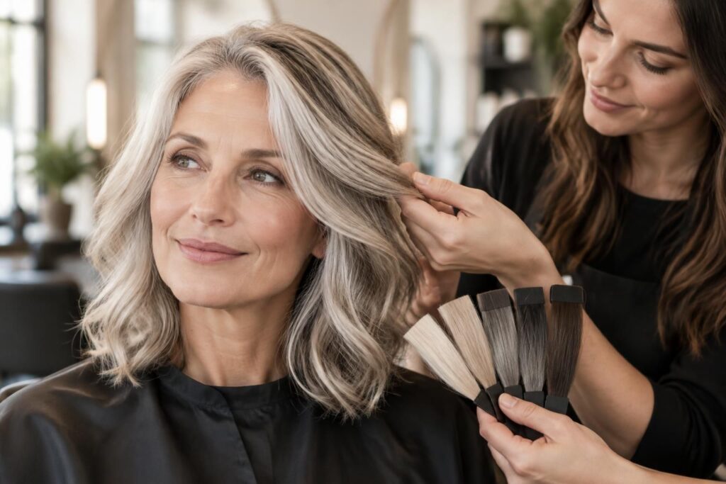 Coloration sur cheveux gris : quelle teinte choisir pour sublimer vos mèches grisonnantes ?