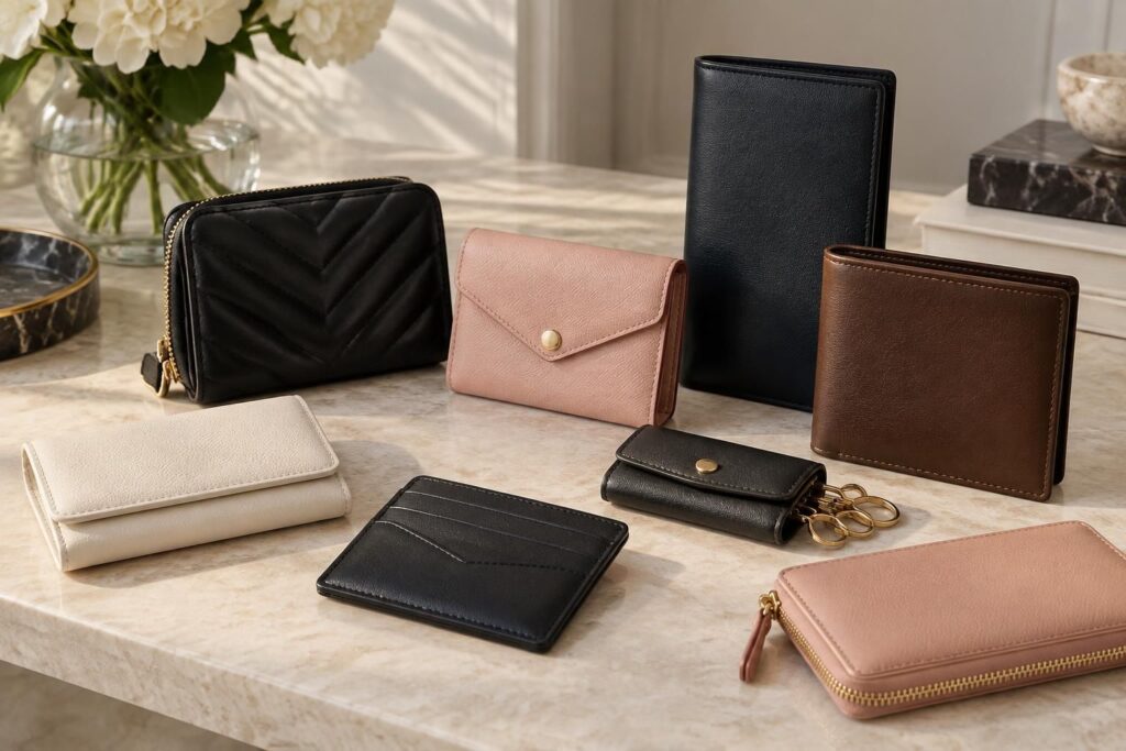 découvrez la petite maroquinerie pour femme et homme : portefeuilles, porte-cartes et accessoires de luxe signés chanel, dior et louis vuitton.