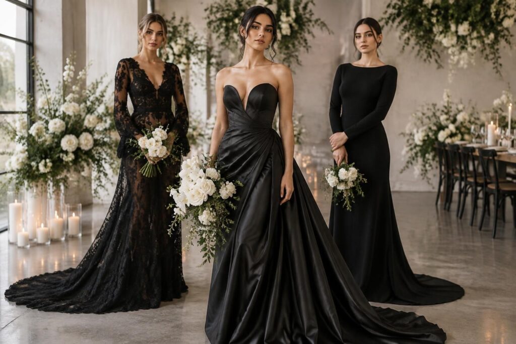 découvrez les robes de mariée noires, entre élégance, modernité et audace, pour un mariage au style unique et inoubliable.